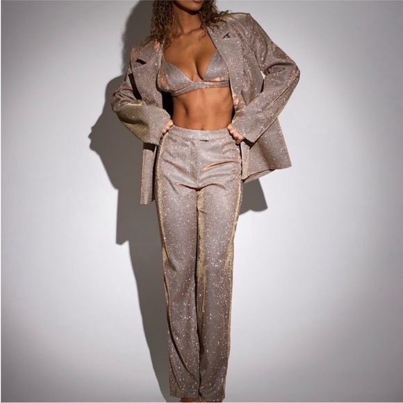 SLA The Label Pants - Santorini Trousers Shimmering sparkly glitter size Small